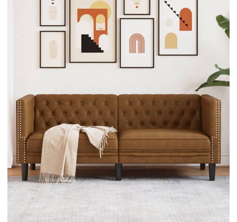 vidaXL Chesterfield-Sofa, Chesterfield-Sofa 2-Sitzer Braun Kunstleder in Wildleder-Optik vidaXL Chesterfield-Sofa, Chesterfield-Sofa 2-Sitzer Braun Kunstleder in Wildleder-Optik von vidaXL