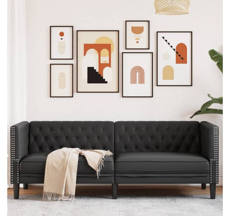 vidaXL Chesterfield-Sofa, Chesterfield-Sofa 3-Sitzer Schwarz Kunstleder vidaXL Chesterfield-Sofa, Chesterfield-Sofa 3-Sitzer Schwarz Kunstleder von vidaXL
