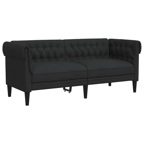 vidaXL Chesterfield Sofa 2-Sitzer, Couch mit Armlehnen Rückenlehne Stützbeine, Polstersofa für Wohnzimmer, Couchgarnitur, Modern, Schwarz Stoff von vidaXL