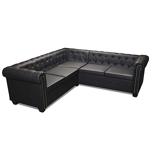 vidaXL Chesterfield Sofa 5-Sitzer Couch Wohnmöbel Büromöbel Kunstleder Schwarz von vidaXL