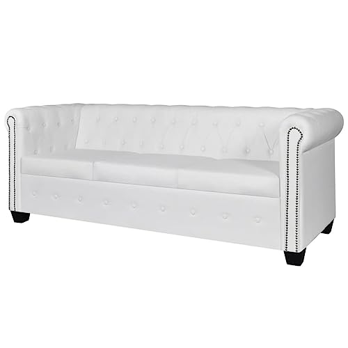 vidaXL Chesterfield Sofa Couch 3-Sitzer Kunstleder Garnitur Wohnmöbel Büromöbel von vidaXL