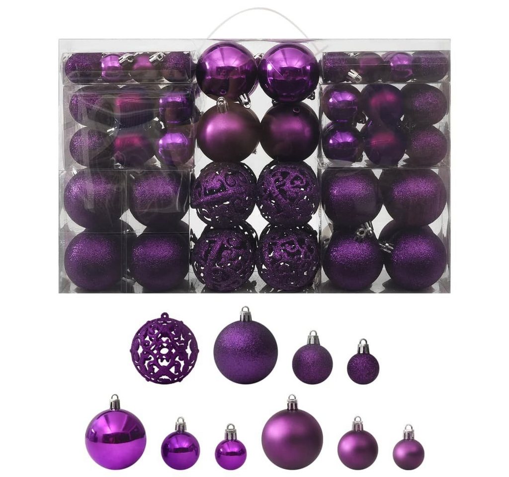 vidaXL Christbaumschmuck 100-tlg. Weihnachtskugel-Set Lila (100-tlg) von vidaXL