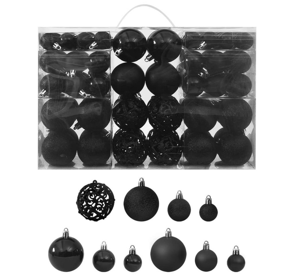 vidaXL Christbaumschmuck 100-tlg. Weihnachtskugel-Set Schwarz (100-tlg) von vidaXL