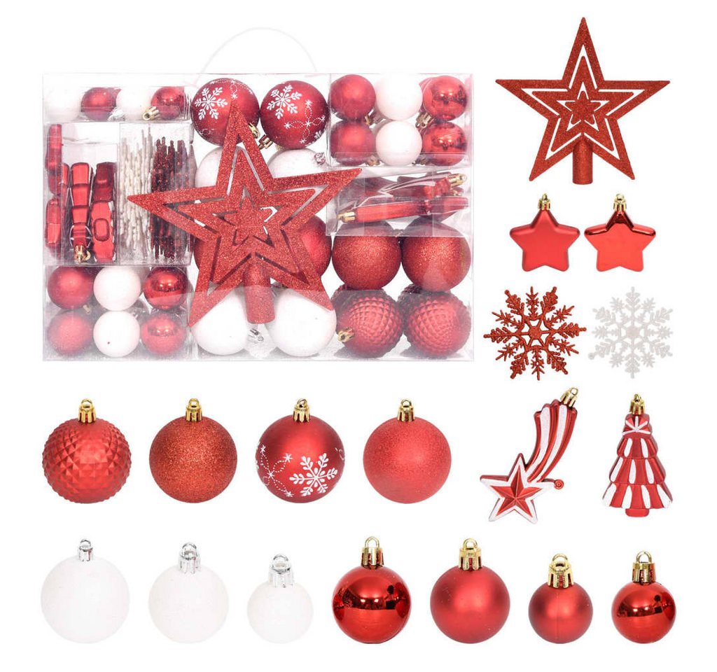 vidaXL Christbaumschmuck 108-tlg. Weihnachtskugel-Set Rot und Weiß (1-tlg) von vidaXL