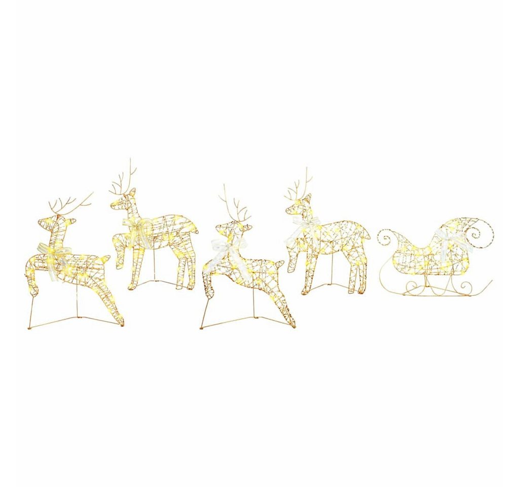 vidaXL Christbaumschmuck LED Rentiere mit 40 LEDs 5 pcs Gold Haustier (5-tlg) von vidaXL