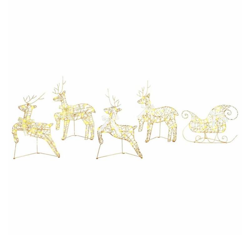 vidaXL Christbaumschmuck LED Rentiere mit 40 LEDs 5 pcs Gold Haustier (5-tlg) von vidaXL