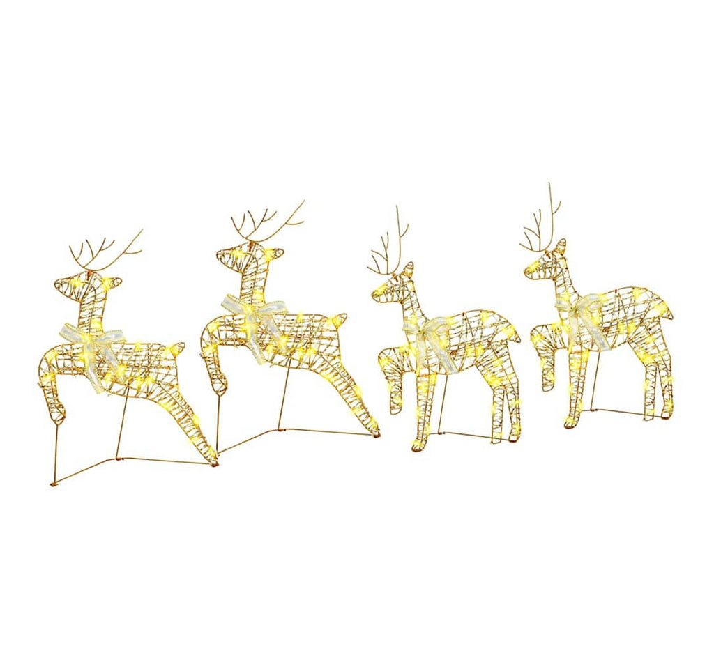 vidaXL Christbaumschmuck LED Rentiere mit 80 LEDs 4 pcs Gold Haustier (4-tlg) von vidaXL