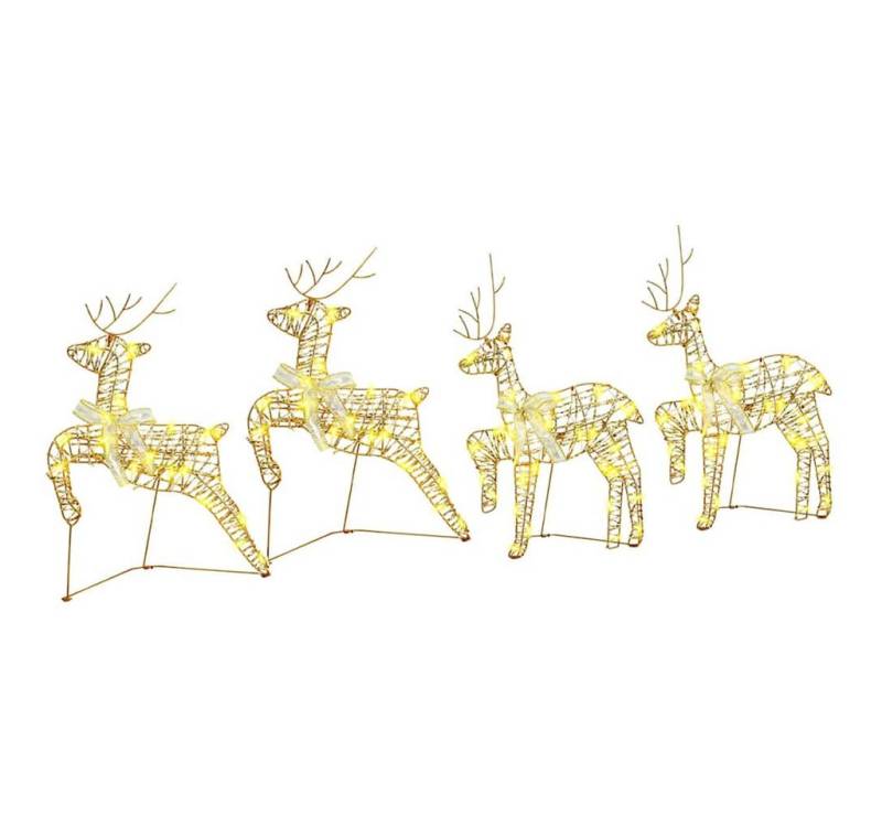 vidaXL Christbaumschmuck LED Rentiere mit 80 LEDs 4 pcs Gold Haustier (4-tlg) von vidaXL