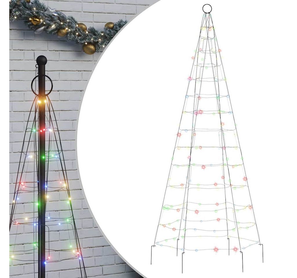 vidaXL Christbaumschmuck LED-Weihnachtsbaum für Fahnenmast 200 LEDs Mehrfarbig 180 cm (1-tlg) von vidaXL