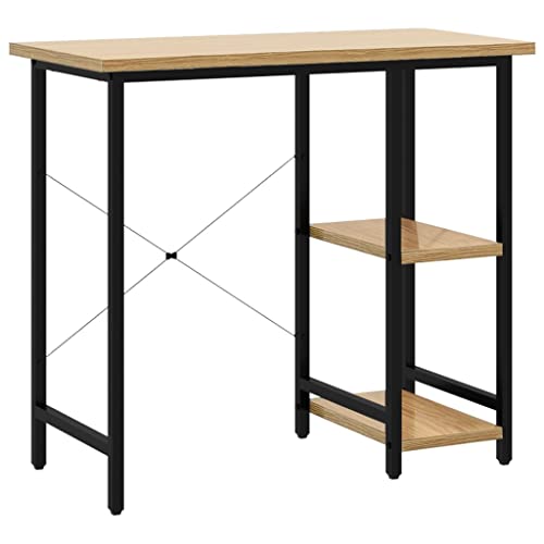 vidaXL Computertisch Industriell Schreibtisch Arbeitstisch Bürotisch PC Tisch Büro Laptoptisch Büromöbel Schwarz Eiche Hell 80x40x72cm MDF Metall von vidaXL