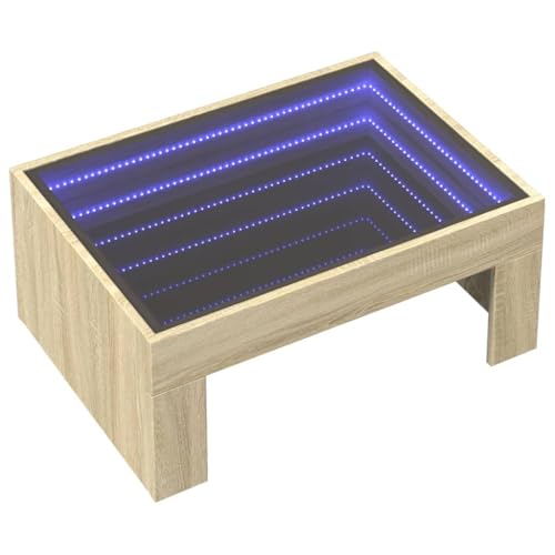 vidaXL Couchtisch, Beistelltisch mit Infinity-LED, Kaffeetisch Sofatisch für Wohnzimmer, Teetisch Wohnzimmertisch, Sonoma-Eiche Holzwerkstoff Glas vidaXL Couchtisch, Beistelltisch mit Infinity-LED, Kaffeetisch Sofatisch für Wohnzimmer, Teetisch Wohnzimmertisch, Sonoma-Eiche Holzwerkstoff Glas von vidaXL