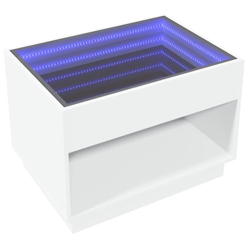 vidaXL Couchtisch, Beistelltisch mit Infinity-LED, Kaffeetisch Sofatisch für Wohnzimmer, Wohnzimmertisch mit Stauraum, Weiß Holzwerkstoff Glas vidaXL Couchtisch, Beistelltisch mit Infinity-LED, Kaffeetisch Sofatisch für Wohnzimmer, Wohnzimmertisch mit Stauraum, Weiß Holzwerkstoff Glas von vidaXL