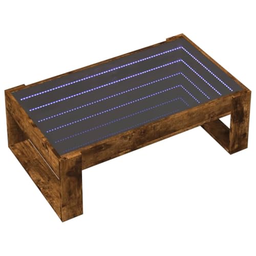 vidaXL Couchtisch, Beistelltisch mit Infinity-LED, Sofatisch Kaffeetisch für Wohnzimmer, Teetisch Wohnzimmertisch, Räuchereiche Holzwerkstoff Glas von vidaXL