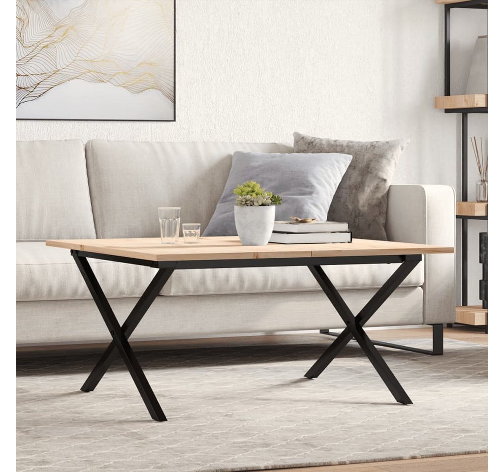 vidaXL Couchtisch, Couchtisch X-Gestell 80x80x45cm Massivholz Kiefer und Gusseisen von vidaXL