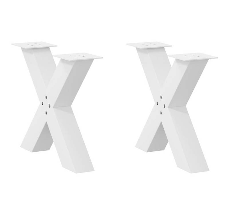 vidaXL Couchtisch, Couchtischbeine X-Form 2 Stk. Weiß 50x(42-43) cm Stahl von vidaXL