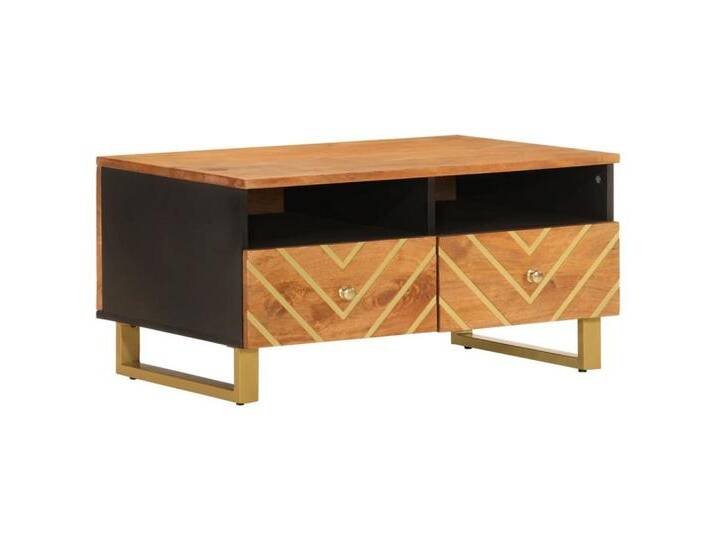 vidaXL Couchtisch Couchtisch Braun und Schwarz 80x54x40 cm Massivholz (1-St), braun von vidaXL