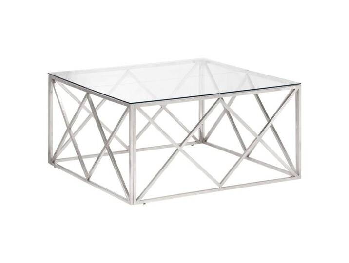 vidaXL Couchtisch Couchtisch Silbern Edelstahl und Hartglas, silberfarben von vidaXL