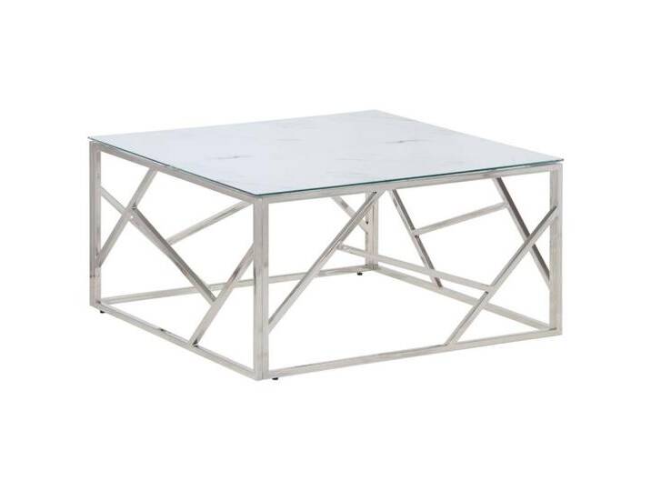 vidaXL Couchtisch Couchtisch Silbern Edelstahl und Hartglas, silberfarben von vidaXL