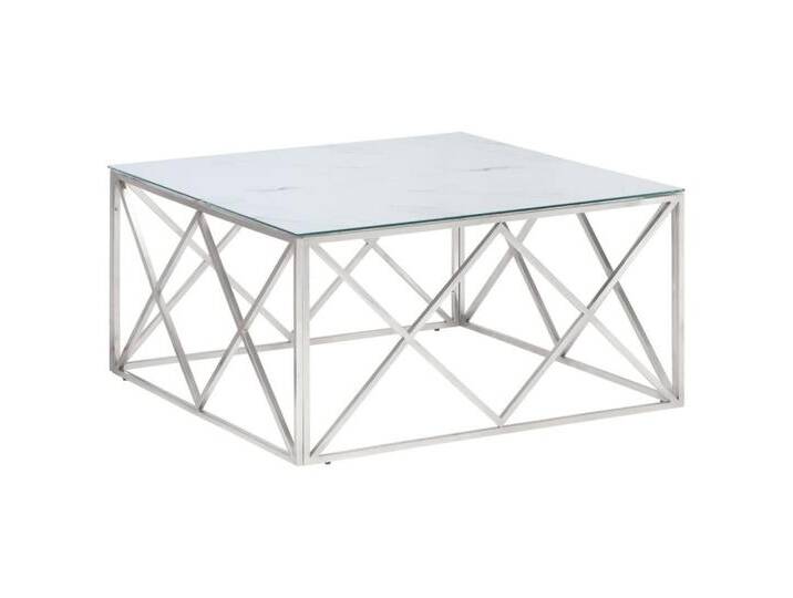 vidaXL Couchtisch Couchtisch Silbern Edelstahl und Hartglas Sofatisch Kaffeetisch, silberfarben von vidaXL