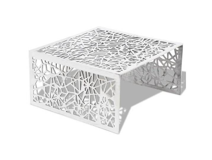 vidaXL Couchtisch Couchtisch Silbern Geometrisches Lochmuster Aluminium (1-St), silberfarben von vidaXL