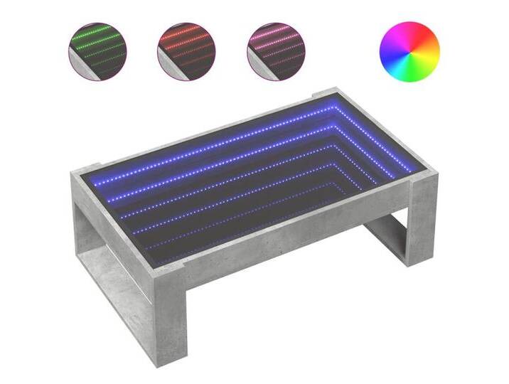 vidaXL Couchtisch Couchtisch mit Infinity-LED Betongrau 90x53x30 cm, grau von vidaXL