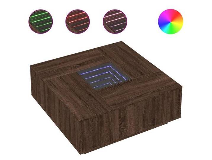 vidaXL Couchtisch Couchtisch mit Infinity-LED Braun Eichen-Optik 100x100x40 cm, braun von vidaXL