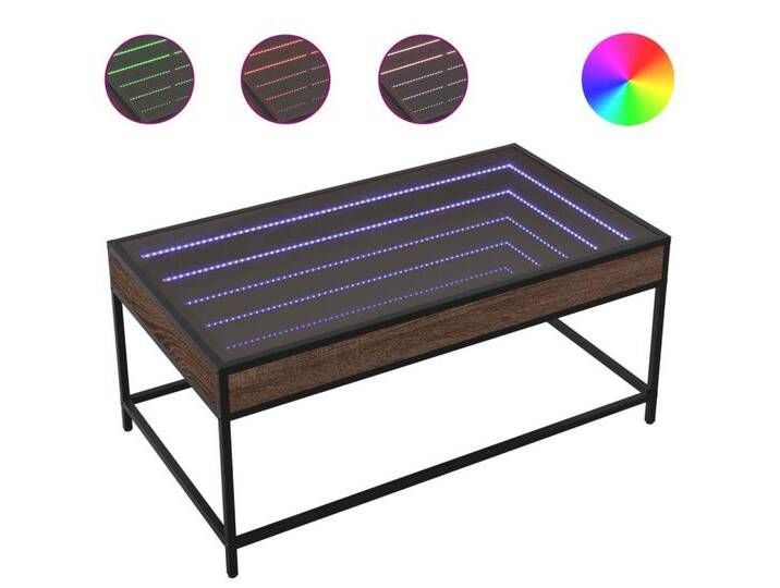 vidaXL Couchtisch Couchtisch mit Infinity-LED Braun Eichen-Optik 90x50x41 cm, braun von vidaXL