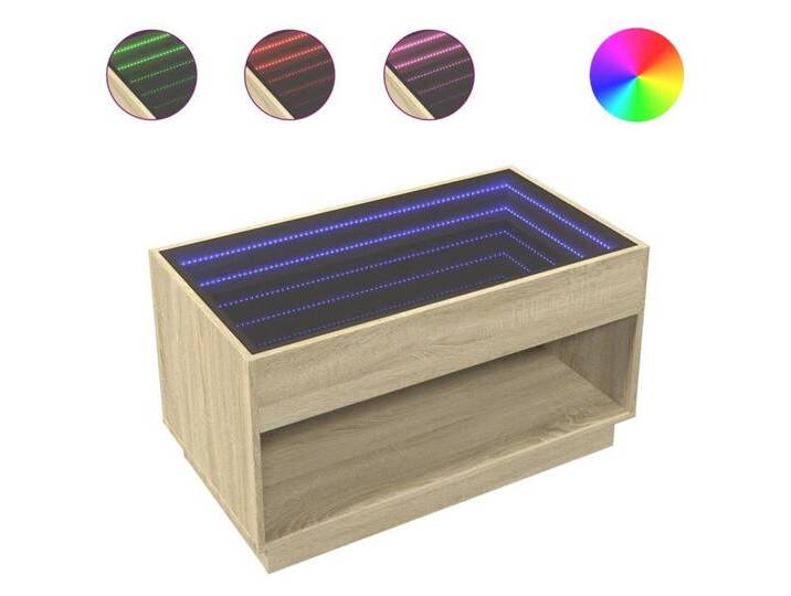 vidaXL Couchtisch Couchtisch mit Infinity-LED Sonoma Eiche 90x50x50 cm, braun von vidaXL