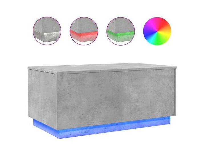 vidaXL Couchtisch Couchtisch mit LED Leuchten Betongrau 90x50x40 cm, grau von vidaXL