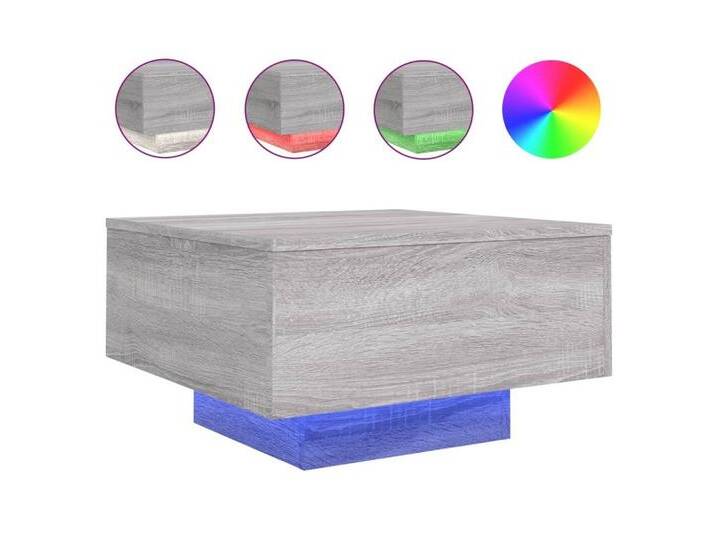 vidaXL Couchtisch Couchtisch mit LED Leuchten Grau Sonoma 55x55x31 cm Sofatisch Kaffeeti, grau von vidaXL