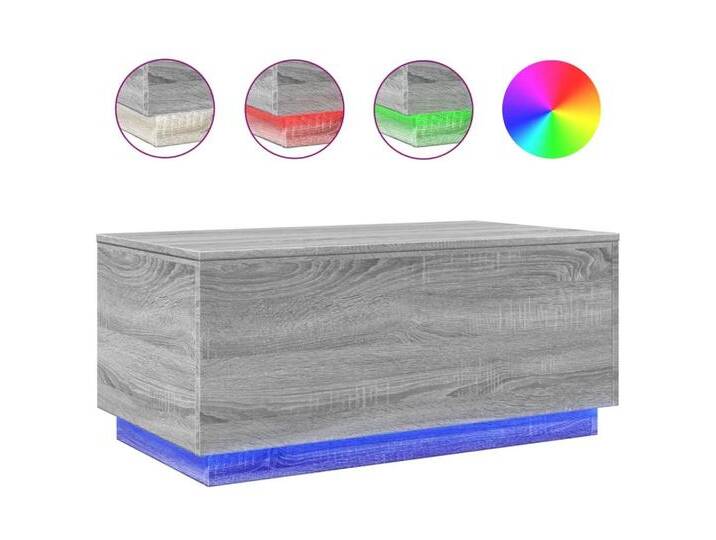 vidaXL Couchtisch Couchtisch mit LED Leuchten Grau Sonoma 90x50x40 cm, grau von vidaXL