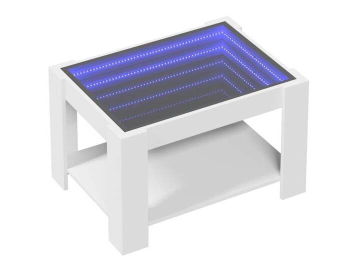 vidaXL Couchtisch Couchtisch mit LED-Leuchten Weiß 73x53x45 cm Holzwerkstoff (1-St), weiß, Weiß von vidaXL
