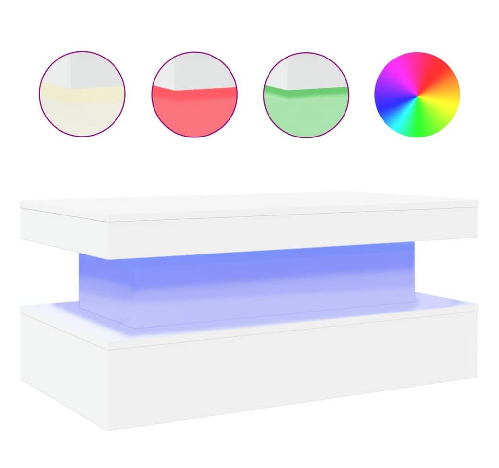 vidaXL Couchtisch Couchtisch mit LED Leuchten Weiß 90x50x40 cm von vidaXL