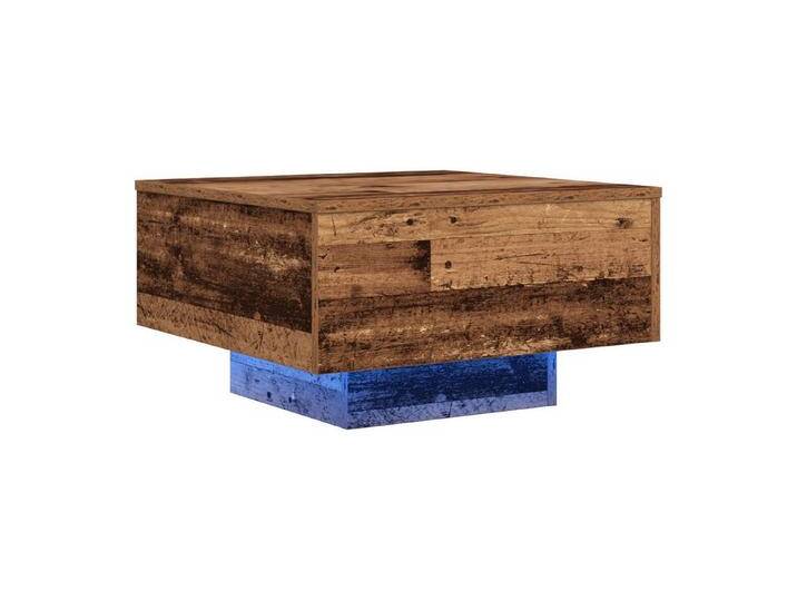 vidaXL Couchtisch Couchtisch mit LED-Lichtern Altholz 55x55x31 cm, braun von vidaXL