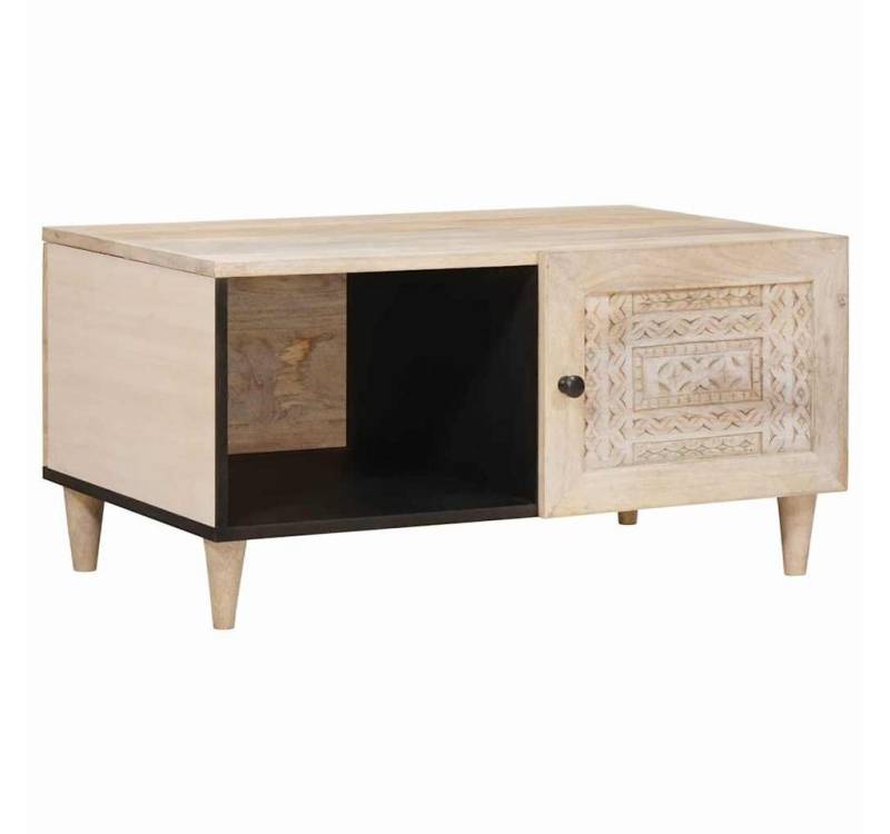 vidaXL Couchtisch Couchtisch mit Regal Beige 80 x 50 x 40 cm massives Mangoholz von vidaXL