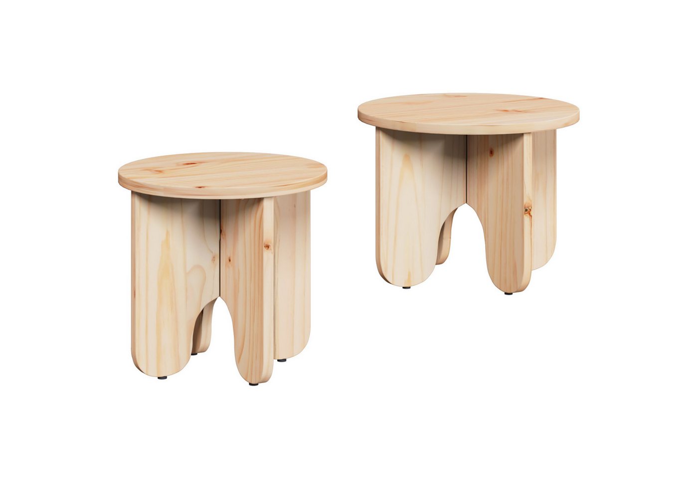 vidaXL Couchtisch Kaffeetisch Set 2 pcs Natur 39.5 x 39.5 x 30 cm Massivkiefer (2-St) von vidaXL