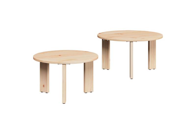 vidaXL Couchtisch Kaffeetisch Set 2 pcs Natur 47,5 x 47,5 x 27 cm Massivkiefer (2-St) von vidaXL