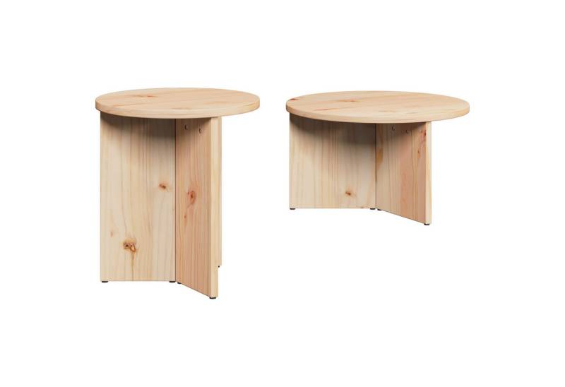 vidaXL Couchtisch Kaffeetisch Set 2 pcs Natur 49 x 49 x 28 cm Massivkiefer (2-St) von vidaXL