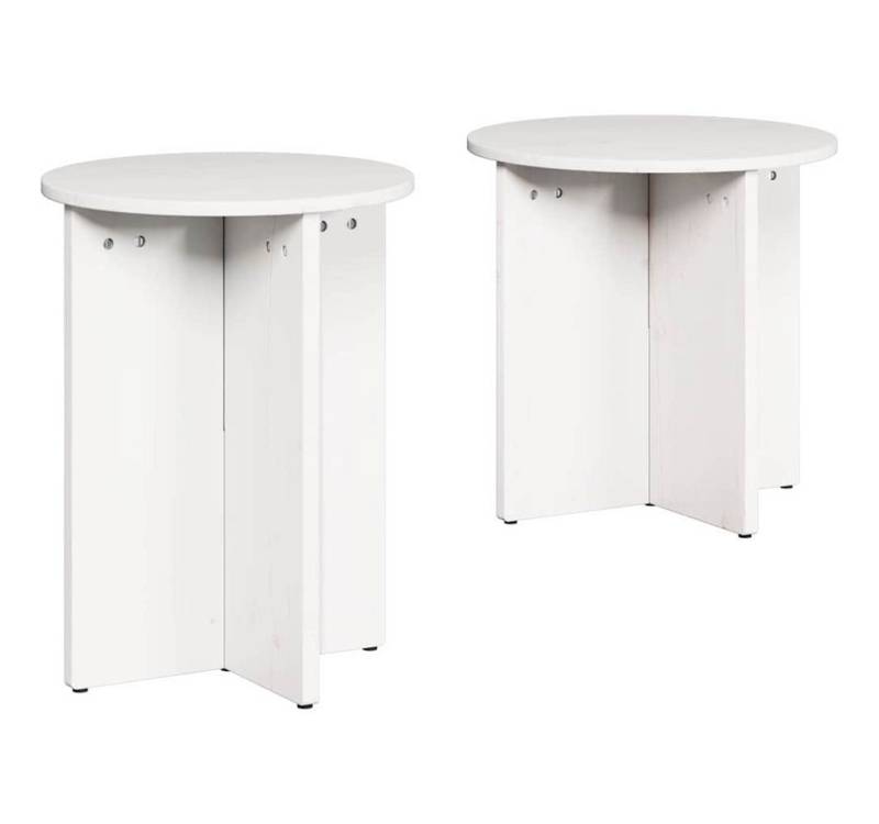 vidaXL Couchtisch Couchtisch 2 pcs Weiß 41,5 x 41,5 x 41 cm Massivholz Kiefer (2-St) von vidaXL