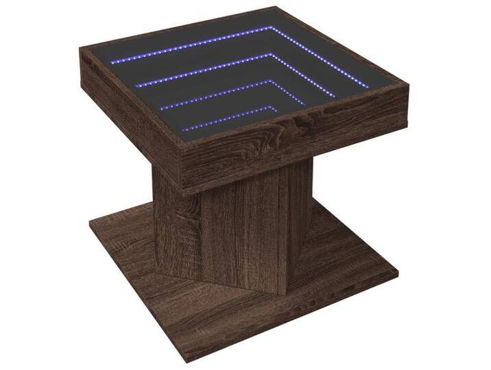 vidaXL Couchtisch LED-Couchtisch Braun Eichen-Optik 50x50x45 cm Holzwerkstoff (1-St), braun von vidaXL
