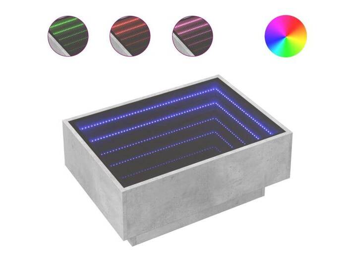 vidaXL Couchtisch LED Couchtisch Infinity-Spiegel Betongrau 70x50x30 cm Spanplatte, grau von vidaXL