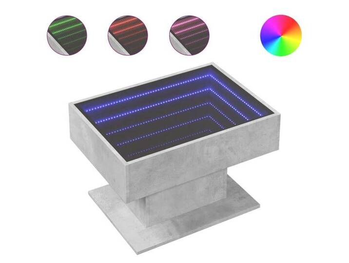 vidaXL Couchtisch LED Couchtisch Infinity-Spiegel Betongrau 70x50x45 cm Spanplatte, grau von vidaXL
