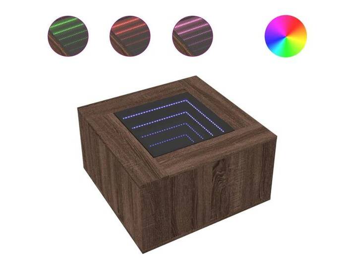 vidaXL Couchtisch LED Couchtisch Infinity-Spiegel Braun Eichen-Optik 60x60x40 cm Spanpla, braun von vidaXL