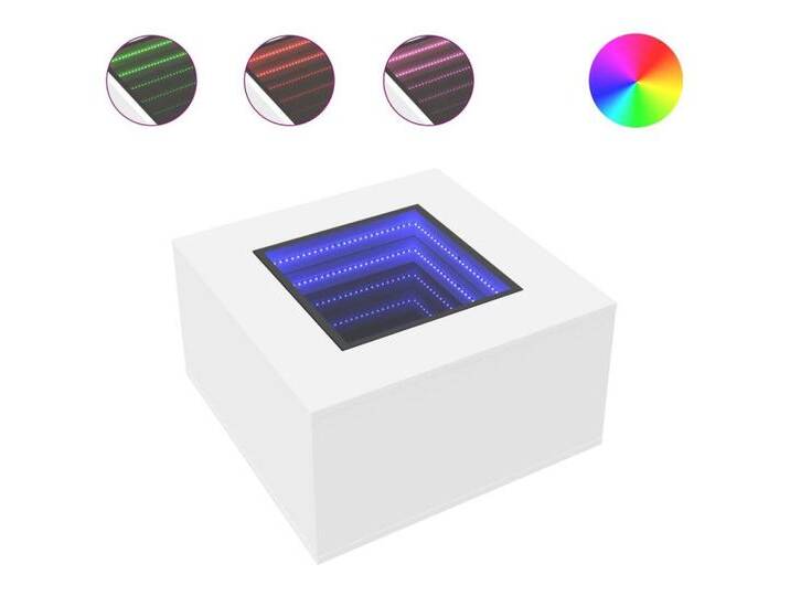 vidaXL Couchtisch LED Couchtisch Infinity-Spiegel Weiß 60x60x40 cm Spanplatte, weiß von vidaXL