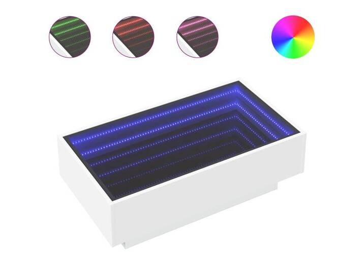 vidaXL Couchtisch LED Couchtisch Infinity-Spiegel Weiß 90x50x30 cm Spanplatte, weiß von vidaXL