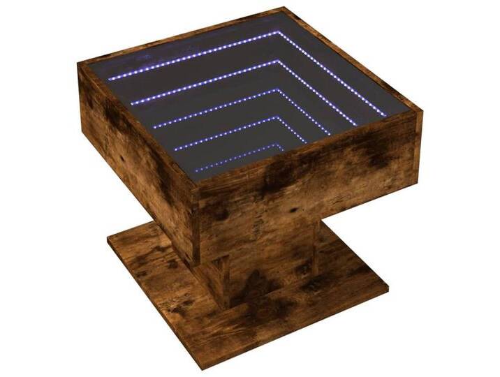 vidaXL Couchtisch LED-Couchtisch Räuchereiche 50x50x45 cm Holzwerkstoff (1-St) von vidaXL