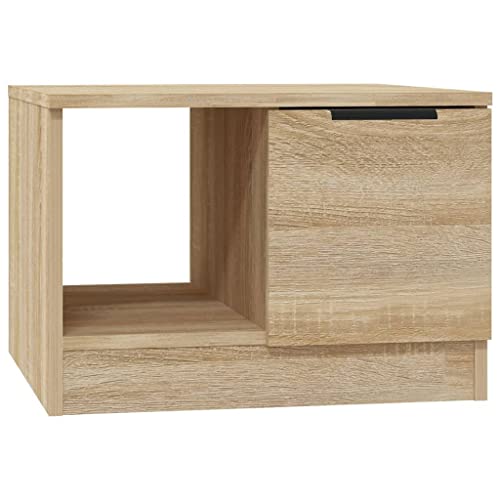 vidaXL Couchtisch mit 2 Fächern Beistelltisch Wohnzimmertisch Kaffeetisch Sofatisch Teetisch Tisch Wohnzimmer Sonoma-Eiche 50x50x36cm Holzwerkstoff von vidaXL