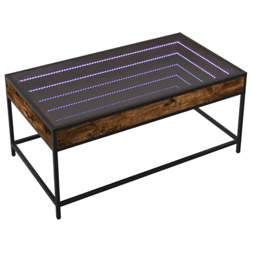 vidaXL Couchtisch mit Infinity-LED, Beistelltisch mit Metallfüße, Kaffeetisch für Wohnzimmer, Sofatisch Teetisch, Räuchereiche Holzwerkstoff vidaXL Couchtisch mit Infinity-LED, Beistelltisch mit Metallfüße, Kaffeetisch für Wohnzimmer, Sofatisch Teetisch, Räuchereiche Holzwerkstoff von vidaXL