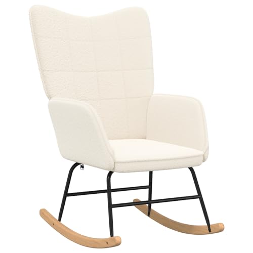 vidaXL Creme Stoff-Wippstuhl Ergonomisches Design Für Wohnzimmer Lesen Indoor Möbel Robuste Weiche Berührung Mit schwarzen Beinen Zeitgenössisch Stylischer Sessel Polstersitzmöbel Schlafzimmer von vidaXL