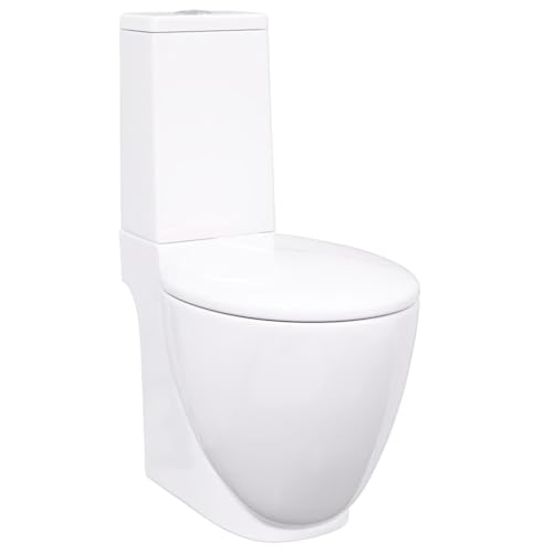 vidaXL Keramik Toilette Badezimmer Bad WC Spülkasten Waagerechter Abgang Doppel Spülung Weiß vidaXL Keramik Toilette Badezimmer Bad WC Spülkasten Waagerechter Abgang Doppel Spülung Weiß von vidaXL